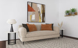 Jade Chenille Sofa & Loveseat - Sculpted Track Arms, Waterfall Seat & Metal Legs in Latte – view 1