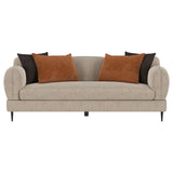 Jade Chenille Sofa & Loveseat - Sculpted Track Arms, Waterfall Seat & Metal Legs in Latte – view 7
