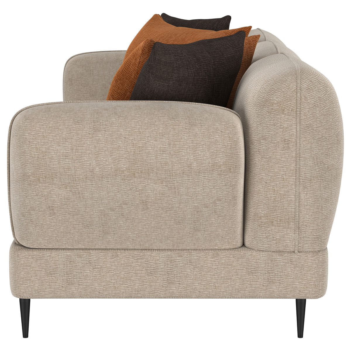 Jade Chenille Sofa & Loveseat - Sculpted Track Arms, Waterfall Seat & Metal Legs in Latte – view 9