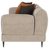 Jade Chenille Sofa & Loveseat - Sculpted Track Arms, Waterfall Seat & Metal Legs in Latte – view 9