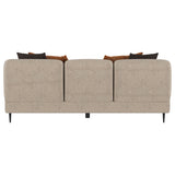 Jade Chenille Sofa & Loveseat - Sculpted Track Arms, Waterfall Seat & Metal Legs in Latte – view 11