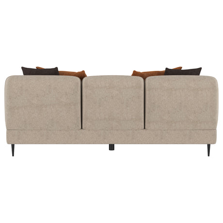 Jade Chenille Sofa & Loveseat - Sculpted Track Arms, Waterfall Seat & Metal Legs in Latte – view 11
