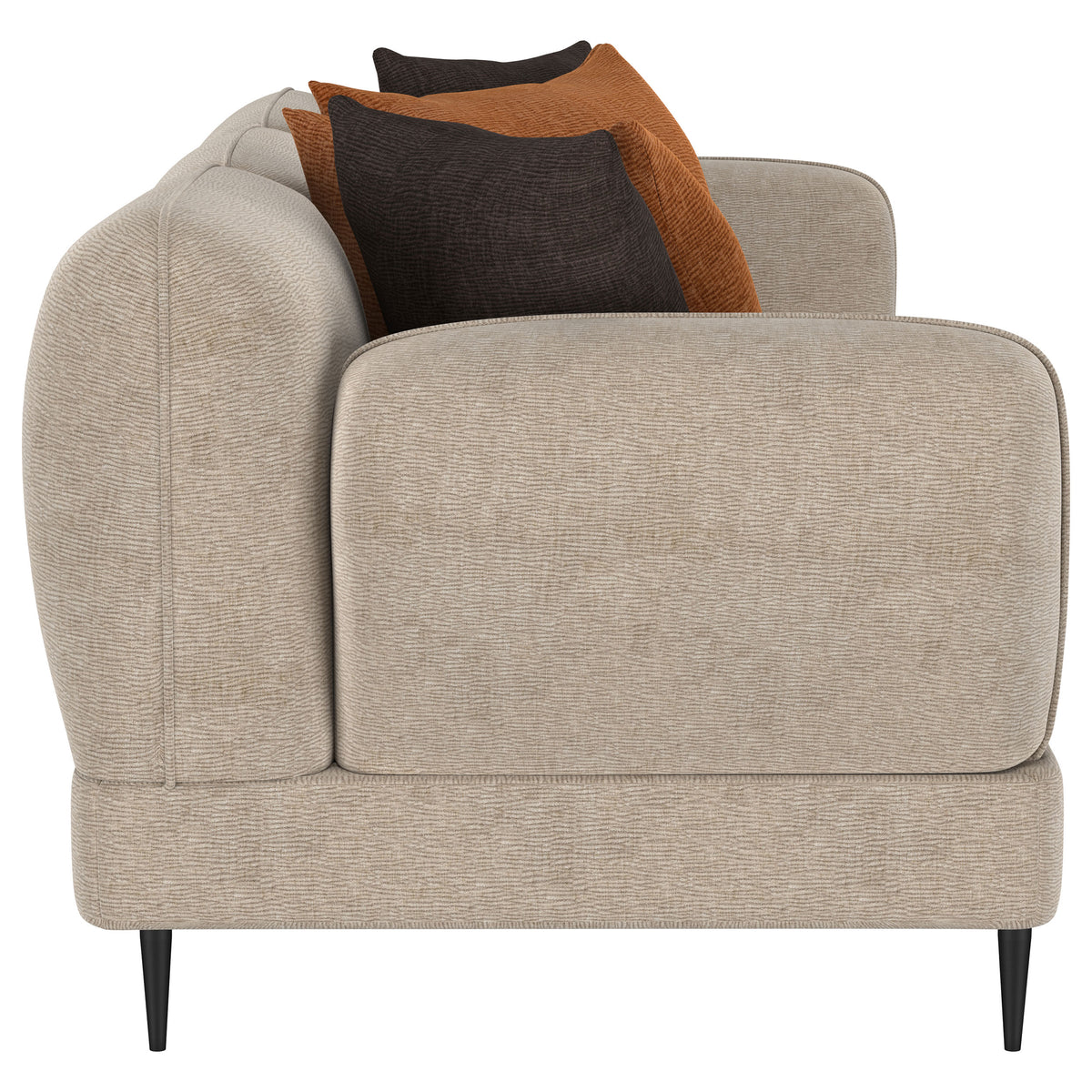 Jade Chenille Sofa & Loveseat - Sculpted Track Arms, Waterfall Seat & Metal Legs in Latte – view 13