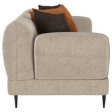 Jade Chenille Sofa & Loveseat - Sculpted Track Arms, Waterfall Seat & Metal Legs in Latte – view 13
