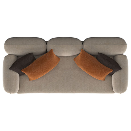 Jade Chenille Sofa & Loveseat - Sculpted Track Arms, Waterfall Seat & Metal Legs in Latte – view 14