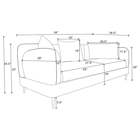 Jade Chenille Sofa & Loveseat - Sculpted Track Arms, Waterfall Seat & Metal Legs in Latte – view 18