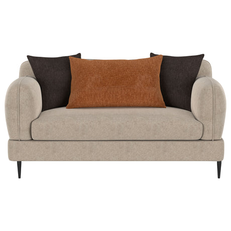 Jade Chenille Sofa & Loveseat - Sculpted Track Arms, Waterfall Seat & Metal Legs in Latte – view 20