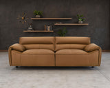 Buxton Top Grain Leather Sofa & Loveseat - Low-Profile Track Arms in Orange, Modern Living Room Sets – view 1