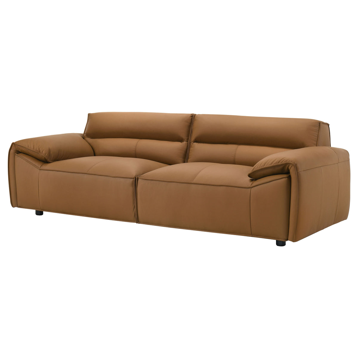Buxton Top Grain Leather Sofa & Loveseat - Low-Profile Track Arms in Orange, Modern Living Room Sets – view 7