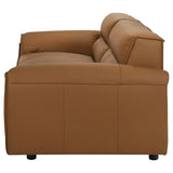 Buxton Top Grain Leather Sofa & Loveseat - Low-Profile Track Arms in Orange, Modern Living Room Sets – view 8