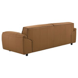 Buxton Top Grain Leather Sofa & Loveseat - Low-Profile Track Arms in Orange, Modern Living Room Sets – view 9
