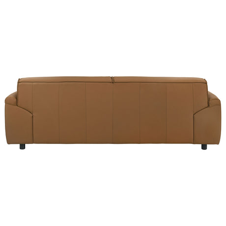 Buxton Top Grain Leather Sofa & Loveseat - Low-Profile Track Arms in Orange, Modern Living Room Sets – view 10
