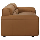 Buxton Top Grain Leather Sofa & Loveseat - Low-Profile Track Arms in Orange, Modern Living Room Sets – view 12