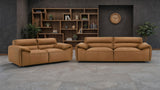 Buxton Top Grain Leather Sofa & Loveseat - Low-Profile Track Arms in Orange, Modern Living Room Sets – view 16