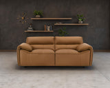 Buxton Top Grain Leather Sofa & Loveseat - Low-Profile Track Arms in Orange, Modern Living Room Sets – view 2