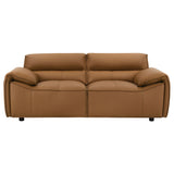 Buxton Top Grain Leather Sofa & Loveseat - Low-Profile Track Arms in Orange, Modern Living Room Sets – view 17