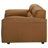 Buxton Top Grain Leather Sofa & Loveseat - Low-Profile Track Arms in Orange, Modern Living Room Sets – view 19