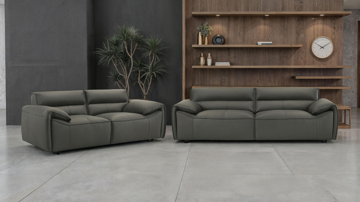 Buxton Top Grain Leather Sofa & Loveseat - 2pcs- Sofa + Loveseat
