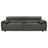 Buxton Top Grain Leather Sofa & Loveseat - Low-Profile Track Arm Design in Graphite – view 6