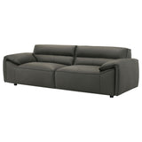 Buxton Top Grain Leather Sofa & Loveseat - Low-Profile Track Arm Design in Graphite – view 7