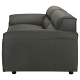 Buxton Top Grain Leather Sofa & Loveseat - Low-Profile Track Arm Design in Graphite – view 8