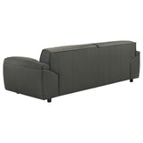 Buxton Top Grain Leather Sofa & Loveseat - Low-Profile Track Arm Design in Graphite – view 9