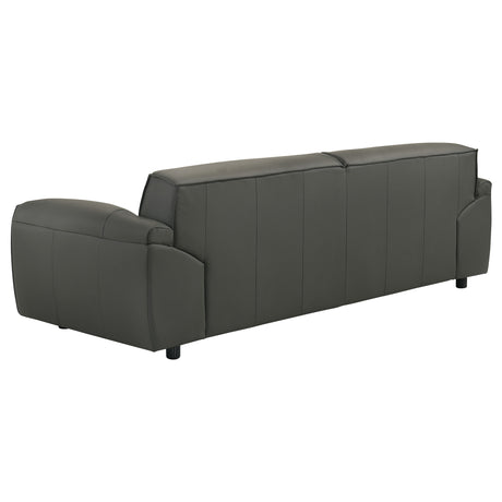 Buxton Top Grain Leather Sofa & Loveseat - Low-Profile Track Arm Design in Graphite – view 9