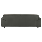 Buxton Top Grain Leather Sofa & Loveseat - Low-Profile Track Arm Design in Graphite – view 10