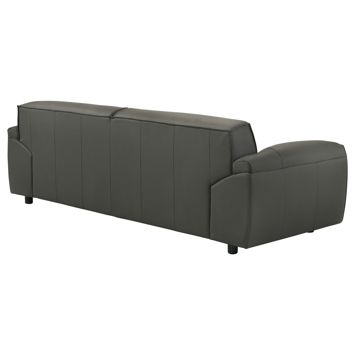 Buxton Top Grain Leather Sofa & Loveseat - Low-Profile Track Arm Design in Graphite – view 11