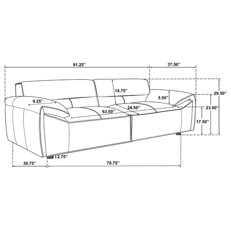 Buxton Top Grain Leather Sofa & Loveseat - Low-Profile Track Arm Design in Graphite – view 15