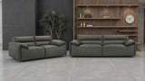 Buxton Top Grain Leather Sofa & Loveseat - Low-Profile Track Arm Design in Graphite – view 16