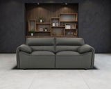Buxton Top Grain Leather Sofa & Loveseat - Low-Profile Track Arm Design in Graphite – view 2