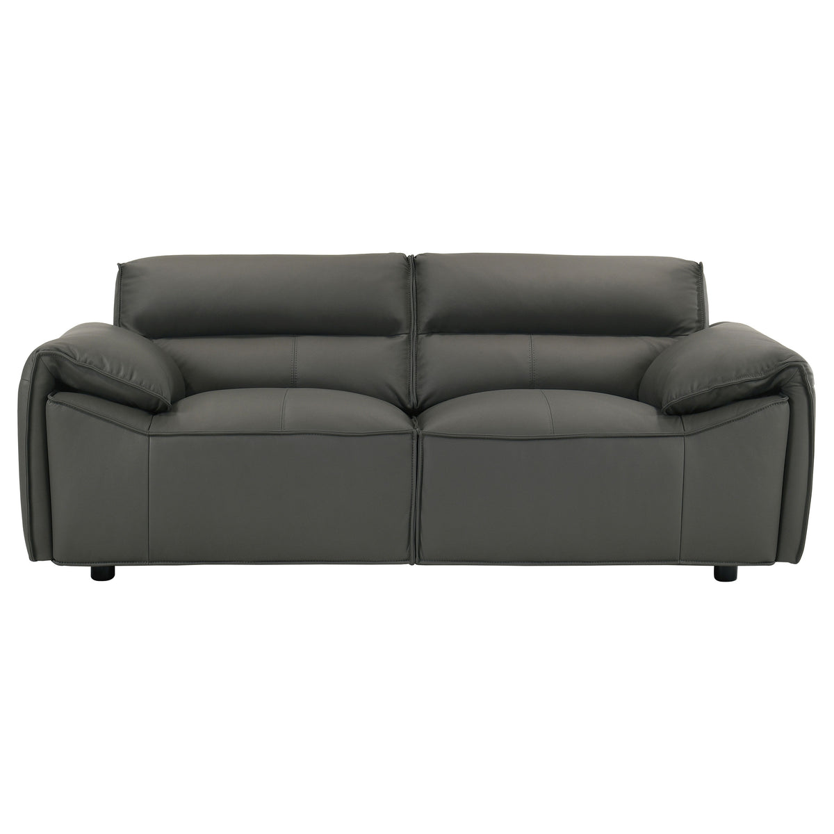 Buxton Top Grain Leather Sofa & Loveseat - Low-Profile Track Arm Design in Graphite – view 17