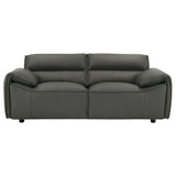 Buxton Top Grain Leather Sofa & Loveseat - Low-Profile Track Arm Design in Graphite – view 17
