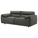 Buxton Top Grain Leather Sofa & Loveseat - Low-Profile Track Arm Design in Graphite – view 18