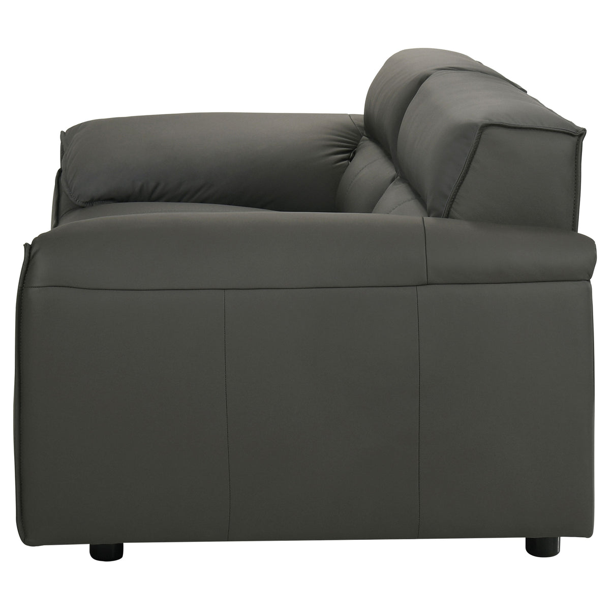 Buxton Top Grain Leather Sofa & Loveseat - Low-Profile Track Arm Design in Graphite – view 19