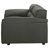 Buxton Top Grain Leather Sofa & Loveseat - Low-Profile Track Arm Design in Graphite – view 19
