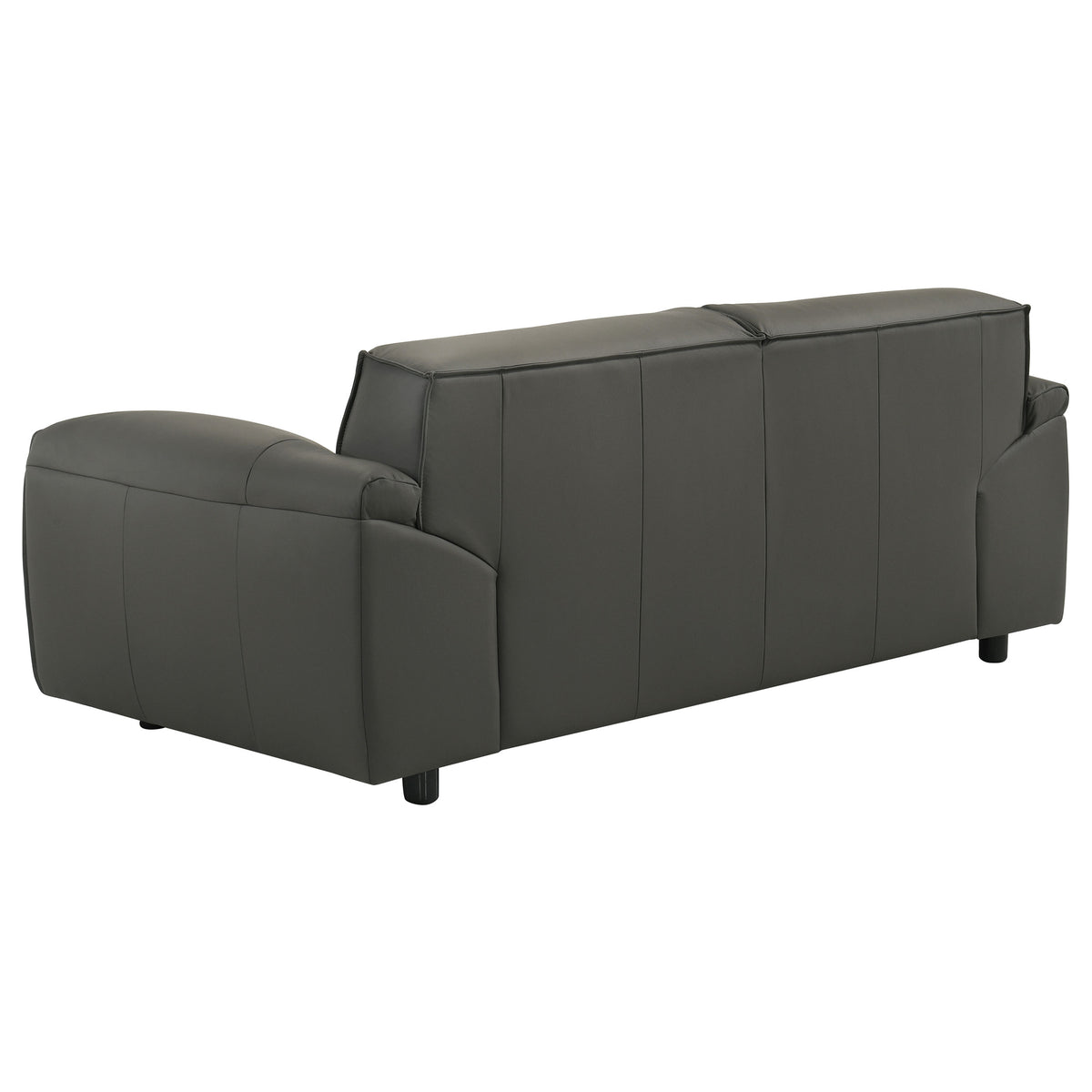 Buxton Top Grain Leather Sofa & Loveseat - Low-Profile Track Arm Design in Graphite – view 20