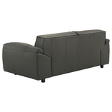 Buxton Top Grain Leather Sofa & Loveseat - Low-Profile Track Arm Design in Graphite – view 20