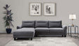 Caspian Curved Arm Boucle Chaise Sectional Sofa - Pocket Coil Seating in Grey with Black Tapered Legs – view 1