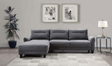 Caspian Curved Arm Boucle Chaise Sectional Sofa - Pocket Coil Seating in Grey with Black Tapered Legs – view 1
