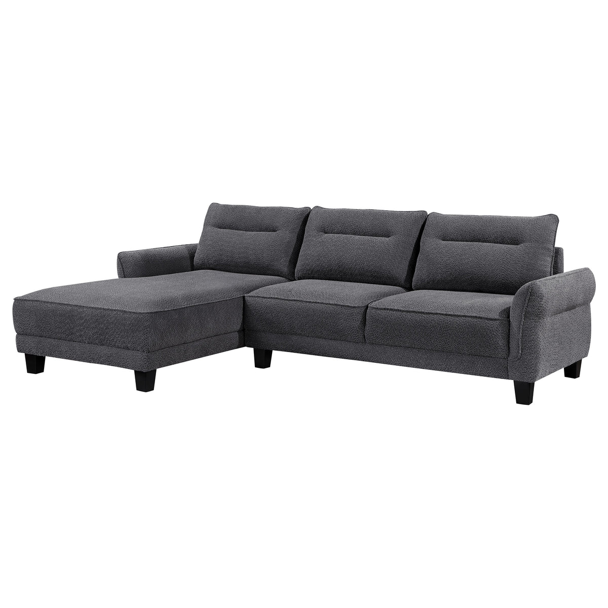 Caspian Curved Arm Boucle Chaise Sectional Sofa