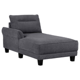 Caspian Curved Arm Boucle Chaise Sectional Sofa - Pocket Coil Seating in Grey with Black Tapered Legs – view 3