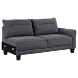Caspian Curved Arm Boucle Chaise Sectional Sofa - Pocket Coil Seating in Grey with Black Tapered Legs – view 4