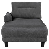 Caspian Curved Arm Boucle Chaise Sectional Sofa - Pocket Coil Seating in Grey with Black Tapered Legs – view 6