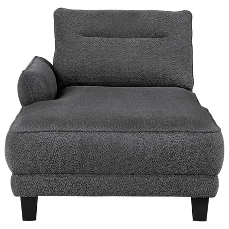 Caspian Curved Arm Boucle Chaise Sectional Sofa - Pocket Coil Seating in Grey with Black Tapered Legs – view 6
