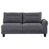 Caspian Curved Arm Boucle Chaise Sectional Sofa - Pocket Coil Seating in Grey with Black Tapered Legs – view 7