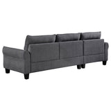 Caspian Curved Arm Boucle Chaise Sectional Sofa - Pocket Coil Seating in Grey with Black Tapered Legs – view 8