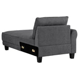 Caspian Curved Arm Boucle Chaise Sectional Sofa - Pocket Coil Seating in Grey with Black Tapered Legs – view 9