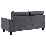 Caspian Curved Arm Boucle Chaise Sectional Sofa - Pocket Coil Seating in Grey with Black Tapered Legs – view 10